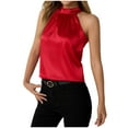 thumbnail image 1 of TTUHYWXI Women's Halter Tank Tops Satin Silk Backless Sleeveless Summer Camisole Going Out Top (Red, S), 1 of 9