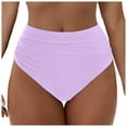 thumbnail image 1 of TTUHYWXI Women's High Waisted Bikini Bottom Tummy Control Ruched Vacation Beach Bathing Suit Swim Bottom (Light Purple, XL), 1 of 9