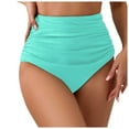 thumbnail image 1 of TTUHYWXI Women's High Waisted Bikini Bottoms Ruched Tummy Control Bathing Suit Bottom Full Coverage Swimsuit (Mint Green, L), 1 of 4
