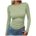 thumbnail image 1 of TTUHYWXI Women's Long Sleeve Shirts Spring 2026 Casual Basic Going Out Crop Tops Slim Fit Tight Y2K Clothes (Light Green, XL), 1 of 4