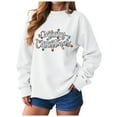 thumbnail image 1 of TTUHYWXI Women's Merry Christmas Oversized Pullover Sweatshirt With Lights - Holiday Xmas Sweater Top (White, XL), 1 of 6