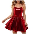 thumbnail image 1 of TTUHYWXI Women's Metallic Glitter Cowl Neck Cami Mini Dress Sexy Club Party Night Bodycon Short Dresses (Red, XL), 1 of 6