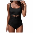 thumbnail image 1 of TTUHYWXI Women's One Piece Swimsuit Tummy Control Slimming Bathing Suit Cutout Tie Knot Swimwear (Black, XL), 1 of 6