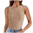 thumbnail image 1 of TTUHYWXI Women's Crochet Striped Tank Tops Sleeveless Round Neck Trendy Cute Summer Lightweight Sweater Vest Top (Khaki, M), 1 of 5