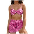 thumbnail image 1 of TTUHYWXI Women's Ruched Retro Bikini, High Waisted Two-Piece Push Up Swimsuit (Hot Pink, M), 1 of 8