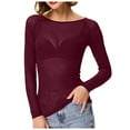 thumbnail image 1 of TTUHYWXI Women's Sexy Clubwear Sheer Seethrough Long Sleeve Fishnet Skull Mesh Tops Tee Shirt Blouse (Red, XL), 1 of 3
