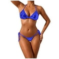 thumbnail image 1 of TTUHYWXI Women's Shiny Triangle Bikini Set Sequin Halter String Backless Tie Side Two Piece Swimsuit Bathing Suit (Blue, M), 1 of 6