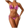thumbnail image 1 of TTUHYWXI Women's Shiny Triangle Bikini Set Sequin Halter String Backless Tie Side Two Piece Swimsuit Bathing Suit (Pink, L), 1 of 6