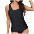 thumbnail image 1 of TTUHYWXI Women's Solid Color Tankini Tops Full Coverage Swimwear Top Only Tummy Control Bathing Suit no Bottom (Black, M), 1 of 9