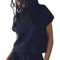 thumbnail image 1 of TTUHYWXI Women's Solid Sleeveless Vest Neck Cap Sleeve Knitwear Sweater Tops (Dark Blue, XL), 1 of 5