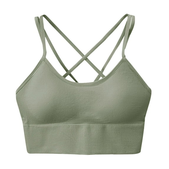 TTUHYWXI Women's Sports Bra High Support Cross Back Yoga Bra Sexy Wireless Padded Bras Supportive Workout Tops with Padding (Green, XL)