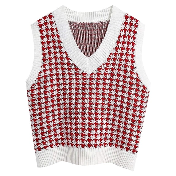TTUHYWXI Women's Striped Summer Sweater Vest Casual Old Money Sleeveless Knit Tops (Red1, M)