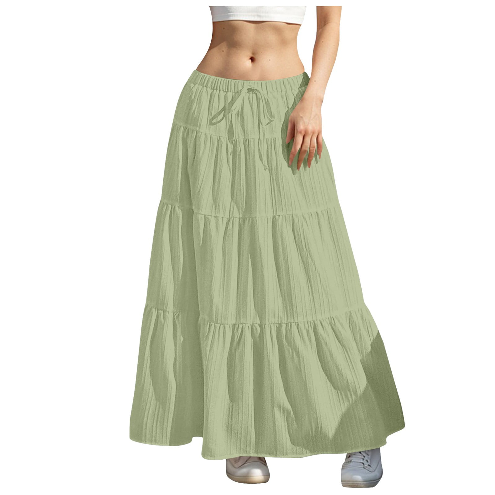 TTUHYWXI Women's Summer Casual Elegant Smock Layered Tiered Maxi