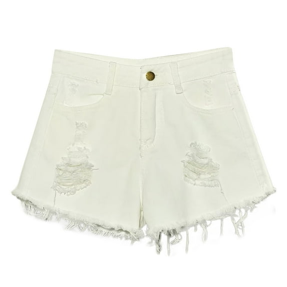 TTUHYWXI Women's Summer Jeans Shorts High Waist Ripped Raw Hem Stretchy Going Out Denim Shorts with Pockets (White, 4XL)