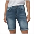 thumbnail image 1 of TTUHYWXI Women's Summer Mid-Rise Bermuda Shorts Jean Shorts Casual Denim (Navy, L), 1 of 9