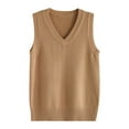 thumbnail image 1 of TTUHYWXI Women’s Sweater Vest V Neck JK Uniform Kint Vests Solid Classic Sleeveless Pullover Sweaters Tops (Khaki, XL), 1 of 4
