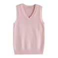thumbnail image 1 of TTUHYWXI Women’s Sweater Vest V Neck JK Uniform Kint Vests Solid Classic Sleeveless Pullover Sweaters Tops (Pink, XXL), 1 of 4