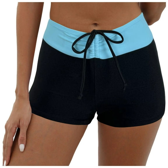 TTUHYWXI Women's Swim Board Shorts Beach Sporty Swimsuit Bottoms Boy Shorts (Blue, M)