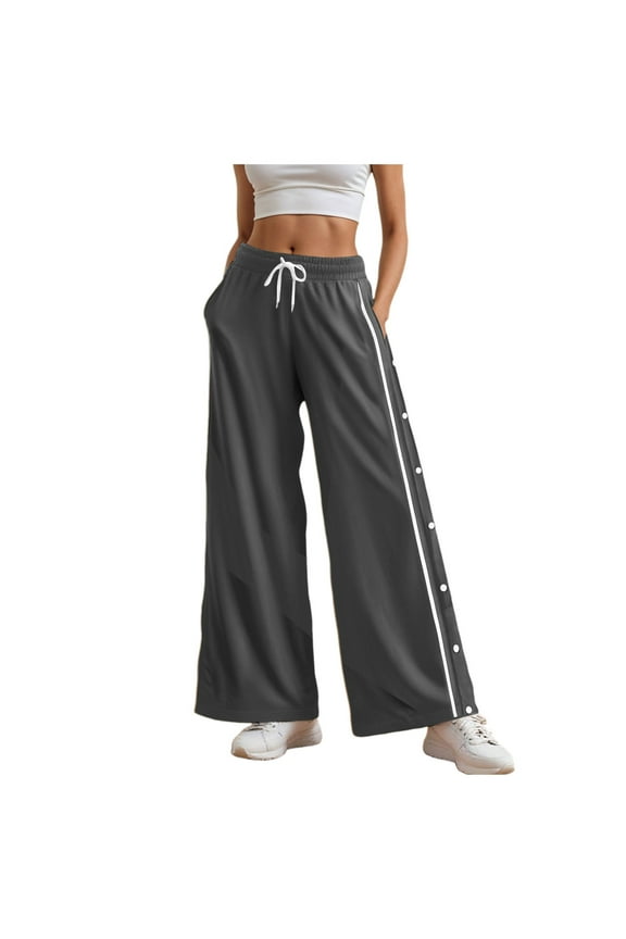 Women's Tear Away Pants Side Split Snap Open Bottom Sweatpants Leg Breakaway Post Surgery Pants with Pockets (Dark Gray, S)