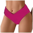 thumbnail image 1 of TTUHYWXI Women's Twist Bikini Bottom Moderate High Cut Swimsuit Bottom Cross V Cut Ruched Ruffles Bathing Suit Bottoms (Hot Pink, XL), 1 of 5