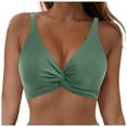 thumbnail image 1 of TTUHYWXI Women's Underwire Bikini Tops Only - Longline Swimsuit Top Criss Cross Push Up Swim Crop Top 2025 (Light Green, M), 1 of 9