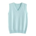 thumbnail image 1 of TTUHYWXI Women's V Neck Sweater Vest Sleeveless Ribbed Knit Pullover JK Uniform Classic Basic Tank Tops (Light Blue, XXL), 1 of 3