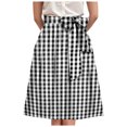 thumbnail image 1 of TTUHYWXI Womens A Line Midi Skirt Pleated Striped Color Block Elastic Waist Tiered Summer Casual Trendy Dressy Long Skirts (Black, XL), 1 of 4