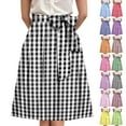 thumbnail image 1 of TTUHYWXI Womens A Line Midi Skirt Pleated Striped Color Block Elastic Waist Tiered Summer Casual Trendy Dressy Long Skirts (Light Green, L), 1 of 4