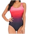 thumbnail image 1 of TTUHYWXI Womens Color Block Print One Piece Swimsuits Athletic Training Swimwear Bathing Suits (Pink, M), 1 of 9