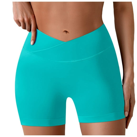 TTUHYWXI Womens Cross Waist Swim Shorts Tummy Control Bathing Suit Bottom Boy Shorts Swimsuit Bottom (Sky Blue, 3XL)