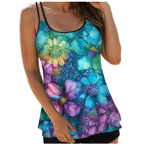 TTUHYWXI Womens Flowy Tankini Tops Only - Modest Bathing Suit Loose Fit Swimsuit Swim Tops No Bottom 2025 (Dark Purple, S)