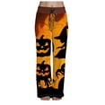 thumbnail image 1 of TTUHYWXI Womens Halloween Pajama Pants Cute Halloween Printed Wide Leg Pj Pants Loose Fit Sleepwear Baggy Drawstring Bottoms (Yellow, S), 1 of 6