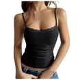 thumbnail image 1 of TTUHYWXI Womens Lace Camisole Tops Square Neck Ribbed Tank Tops Adjustable Spaghetti Straps Sleeveless Summer Shirt 2026 (Black, M), 1 of 5