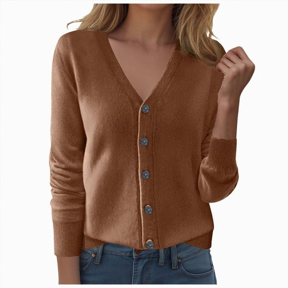 Opern 4 TTUHYWXI Womens Lightweight Open Front Cardigan Long Sleeve V Neck ...