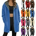 thumbnail image 1 of TTUHYWXI Womens Long Hoodies Zip Up Hoodie Fall Winter Fleece Jackets Soft Sherpa Tunic Sweatshirts Warm Long Coats (Blue, 3XL), 1 of 5