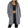 thumbnail image 1 of TTUHYWXI Womens Long Hoodies Zip Up Hoodie Fall Winter Fleece Jackets Soft Sherpa Tunic Sweatshirts Warm Long Coats (Light Gray, 3XL), 1 of 5