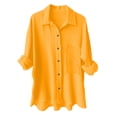 thumbnail image 1 of TTUHYWXI Womens Oversized Button Down Blouse Top Collared Long Sleeve Gauze Shirts (Yellow, XXL), 1 of 9