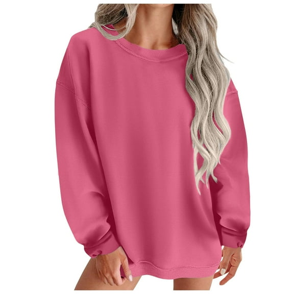 TTUHYWXI Womens Oversized Sweatshirt Crewneck Long Sleeve Shirts Pullover Sweatshirts S-2XL (Hot Pink, XL)