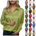 thumbnail image 1 of TTUHYWXI Womens Satin Silk Button Down Shirts Long Sleeve Blouse Casual Work Office Tops (Light Purple, L), 1 of 5