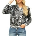 thumbnail image 1 of TTUHYWXI Womens Sequin Jacket with Pockets Casual Long Sleeve Front Zip Party Bomber Blazer S-2XL (Black, M), 1 of 9