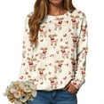 thumbnail image 1 of TTUHYWXI Womens Ugly Christmas Deer Sweatshirts Fashion Xmas Pullover Tops Fall Casual Crewneck Long Sleeve T Shirts Oversized (Beige, XL), 1 of 6
