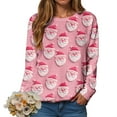 thumbnail image 1 of TTUHYWXI Womens Ugly Christmas Deer Sweatshirts Fashion Xmas Pullover Tops Fall Casual Crewneck Long Sleeve T Shirts Oversized (Watermelon Red, XXL), 1 of 6