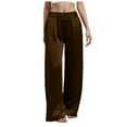 thumbnail image 1 of TTUHYWXI Womens Wide Leg Pajama Pants Satin Silk Casual Loose Elastic Waist Lounge Pants Pj Bottoms (Coffee, XL), 1 of 6