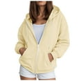 thumbnail image 1 of TTUHYWXI Womens Zip Up Hoodies Oversized Lightweight Comfy Cropped Sweatshirts with Pockets for Casual Everyday & Athletic Streetwear (Light Yellow, S), 1 of 9