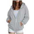 thumbnail image 1 of TTUHYWXI Womens Zip Up Hoodies Oversized Lightweight Comfy Cropped Sweatshirts with Pockets for Casual Everyday & Athletic Streetwear (Grey, XL), 1 of 9