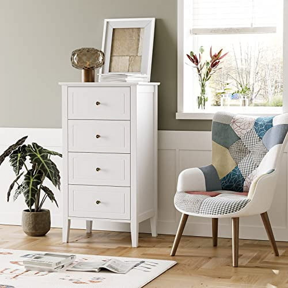 TTVIEW 4 Drawer Dresser, White Dresser Antique Chest of Drawers with ...