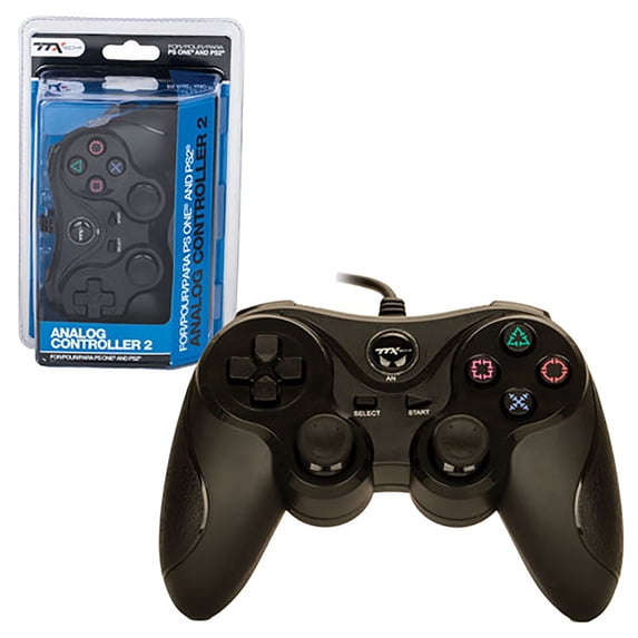 TTX Tech Wired Analog Controller for Sony PlayStation 1 & 2 PS1/PS2, Black