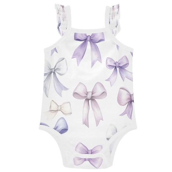 TTYFWHD Infant Toddler Baby Girl Romper Bowknot Ruffle Sleeveless Cotton Summer One Piece Bodysuit 3-24M