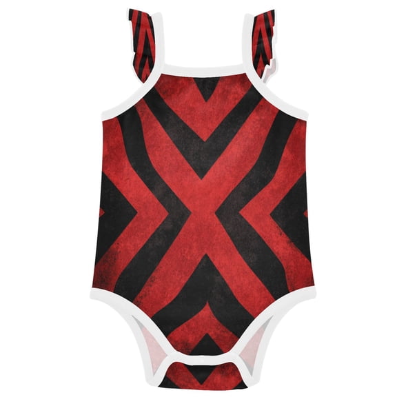 TTYFWHD Infant Toddler Baby Girl Romper Crimson Cross Of The Wild Ruffle Sleeveless Cotton Summer One Piece Bodysuit 3-24M