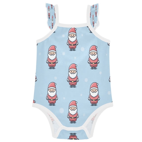 TTYFWHD Infant Toddler Baby Girl Romper Cute Santa Claus Guard Ruffle Sleeveless Cotton Summer One Piece Bodysuit 3-24M